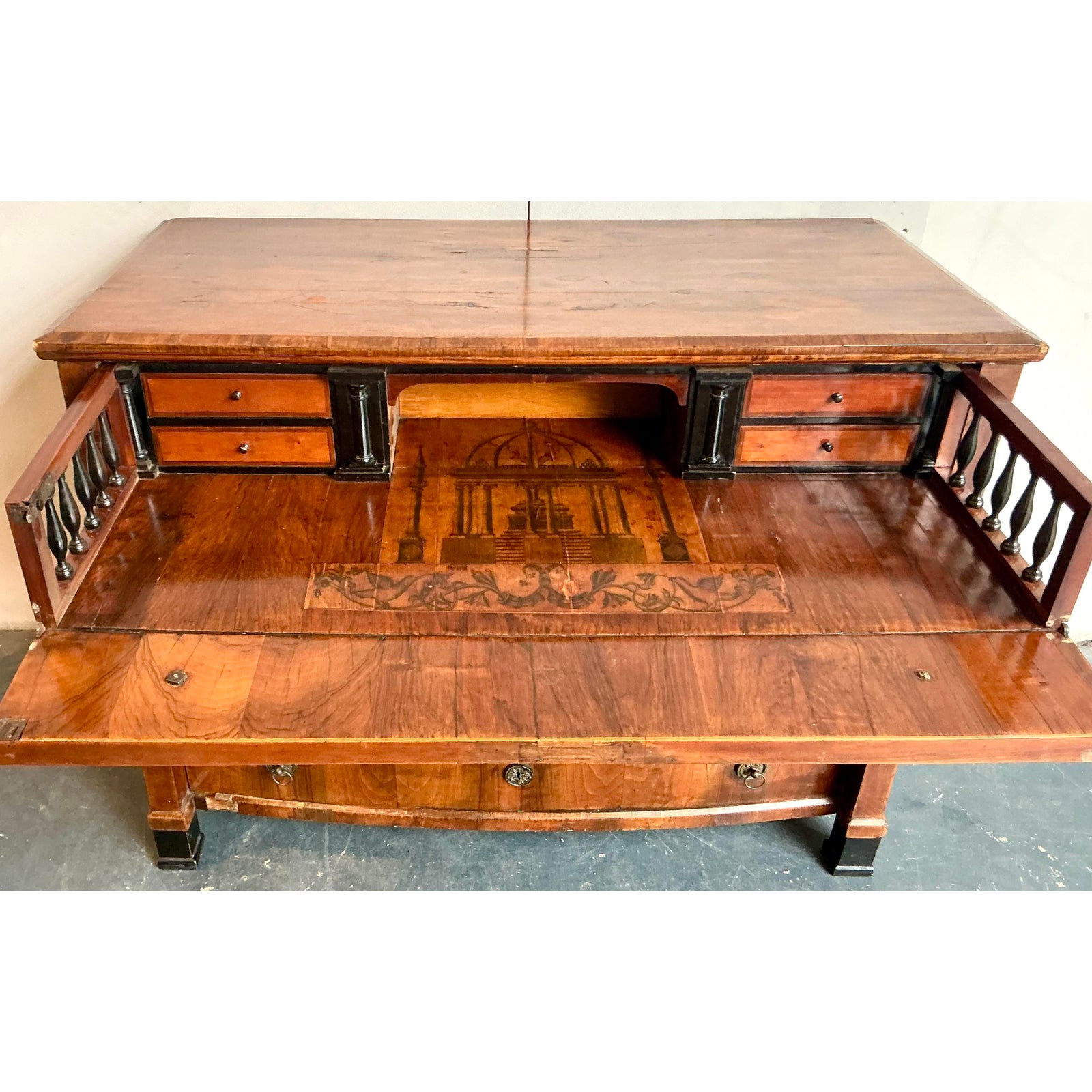 Vintage French Empire Marquetry Secretaire - Top view