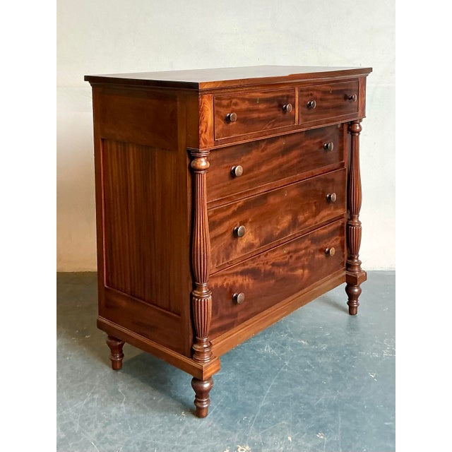 Vintage Federal Flame Mahogany Tall Chest of Drawers - Top view