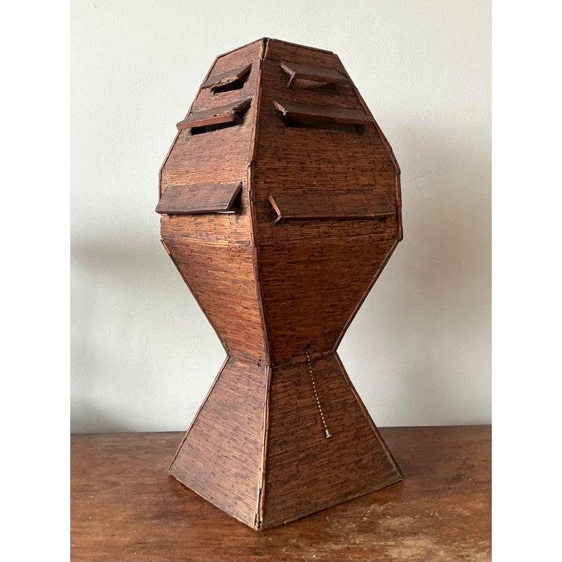 Vintage Boho Folk Art Match Stick Lamp - Side view