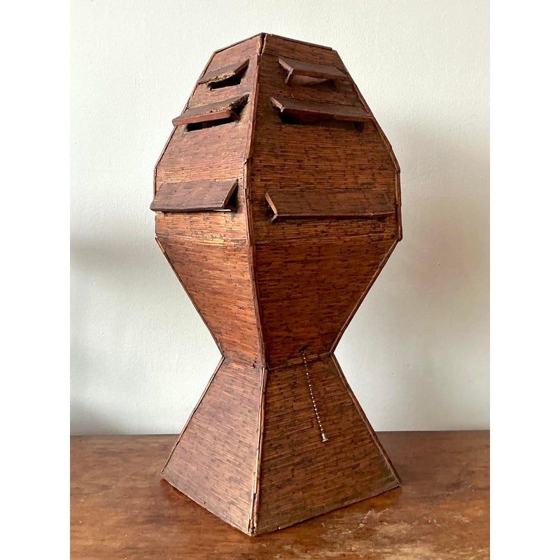 Vintage Boho Folk Art Match Stick Lamp - Top view