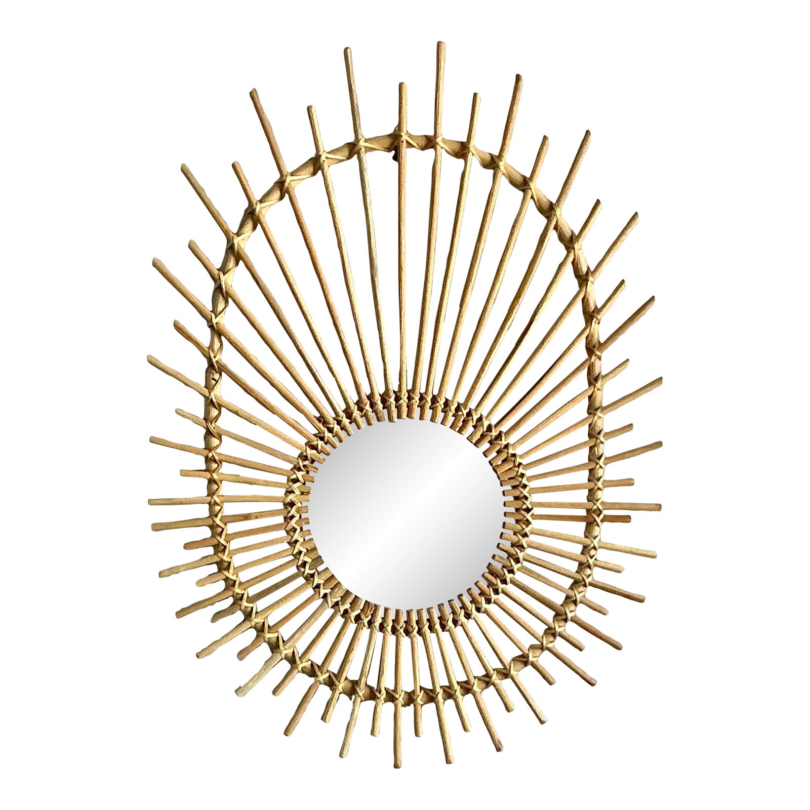 Vintage Boho Rattan Rays Mirror