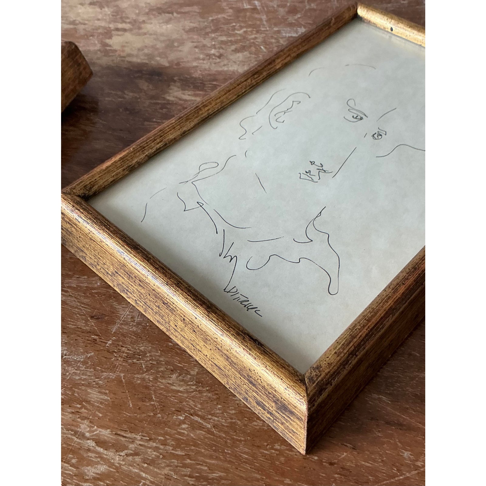Vintage Boho 1964 Original Sketch of Man - Top view