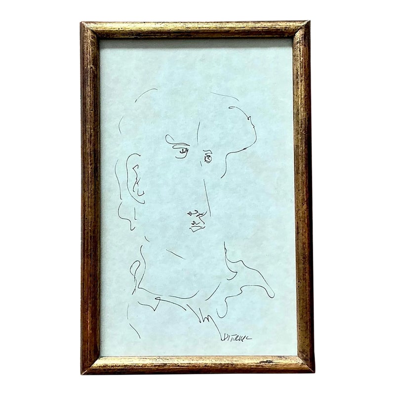 Vintage Boho 1964 Original Sketch of Man