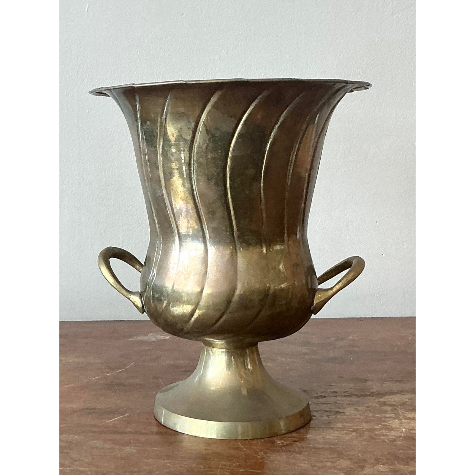 Vintage MCM Rosenthal Netter Brass Champagne Bucket - Top view