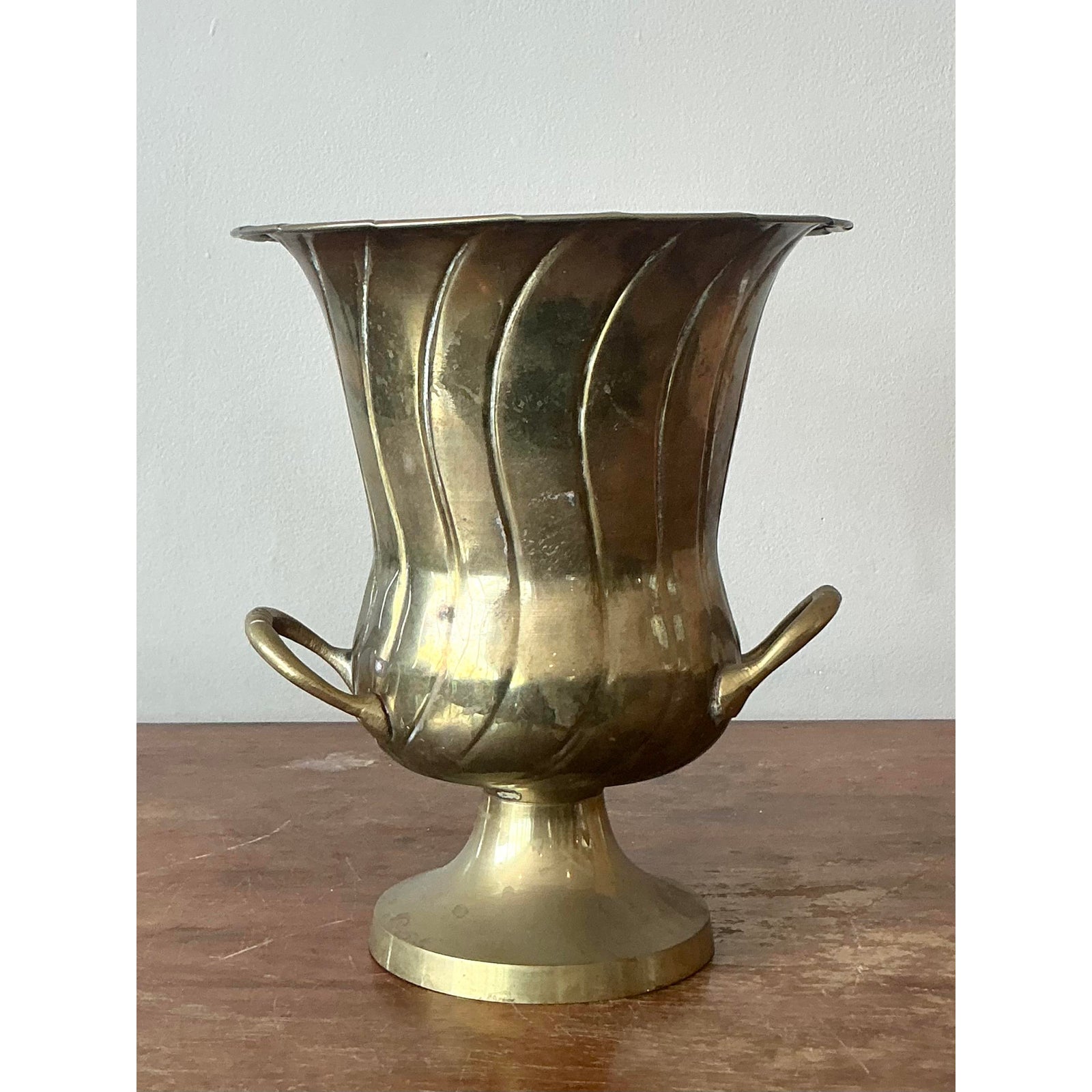 Vintage MCM Rosenthal Netter Brass Champagne Bucket - Side view