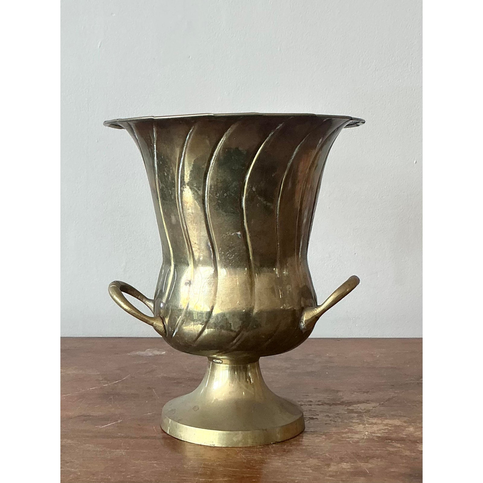 Vintage MCM Rosenthal Netter Brass Champagne Bucket - Back view