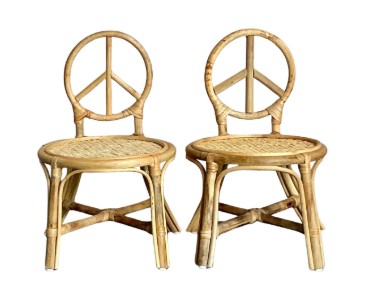 Vintage Boho Rattan Children’s Peace Chair - A Pair