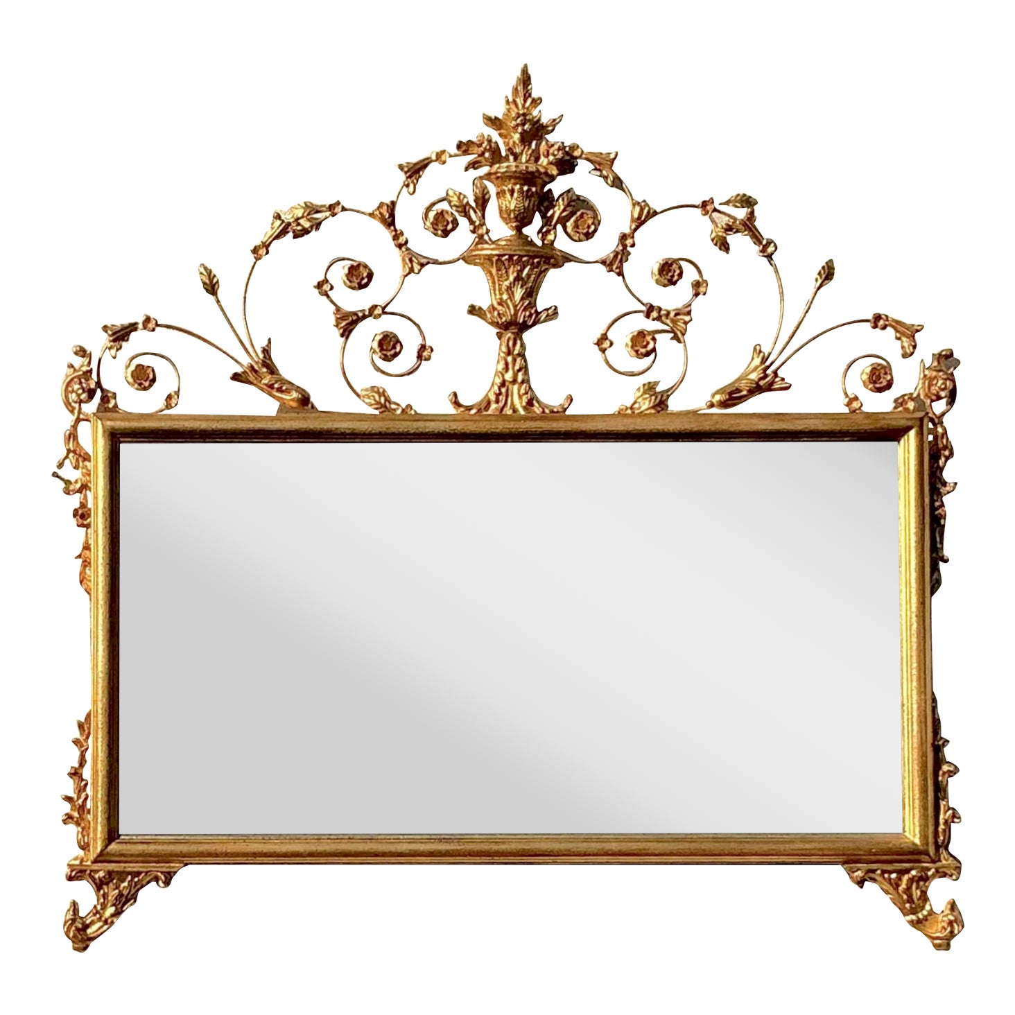 Vintage Regency Monumental Horizontal Gilt Vine Mirror