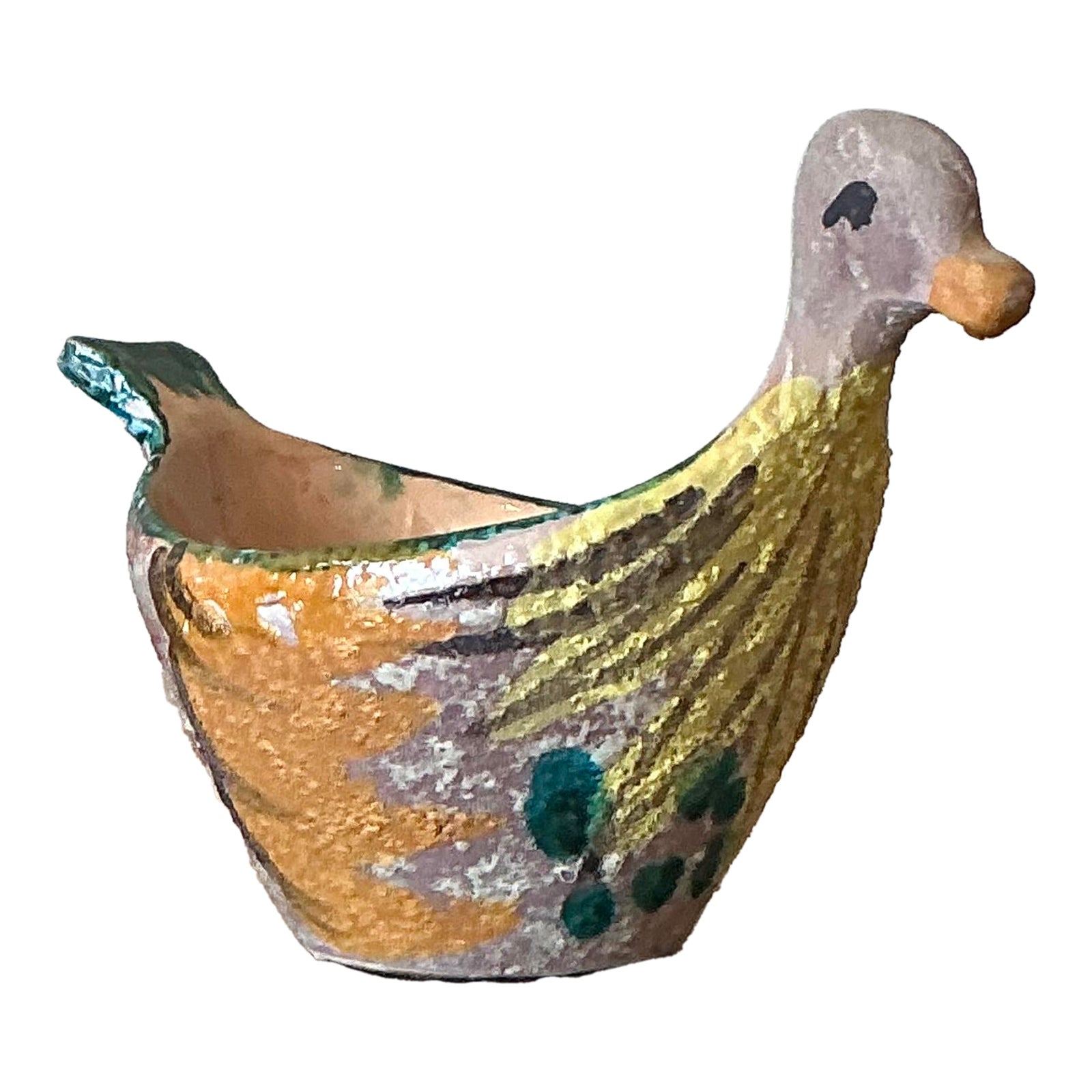 Vintage Boho Hand Painted Bird Bowl