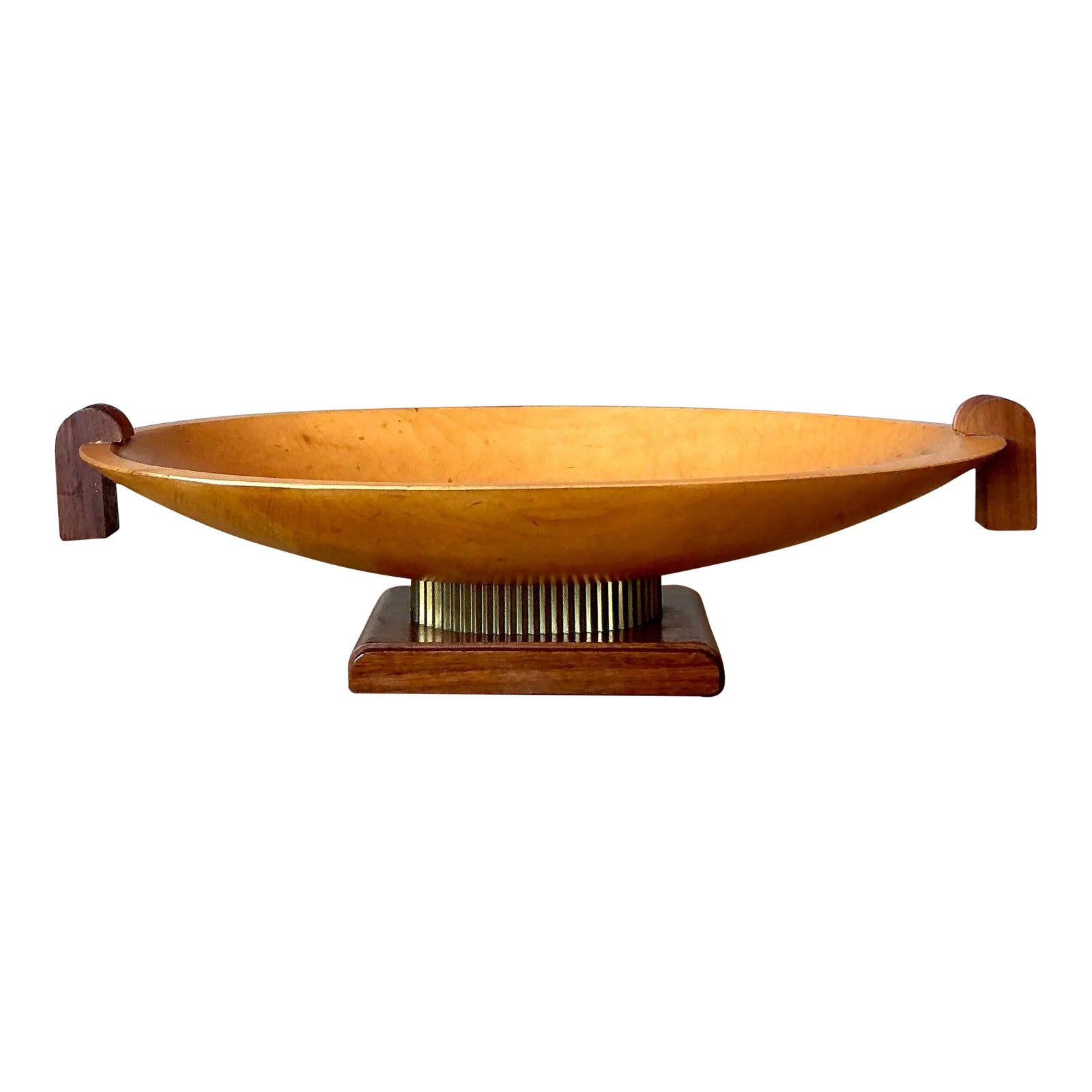 Vintage Postmodern Carved Wooden Centerpiece Bowl