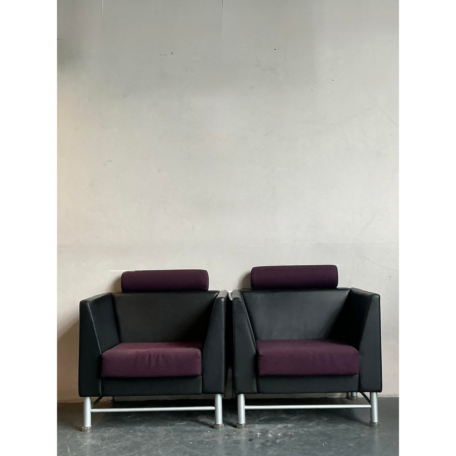 Vintage Boho Ettore Sottsass for Knoll Lounge Chairs - A Pair - Top view