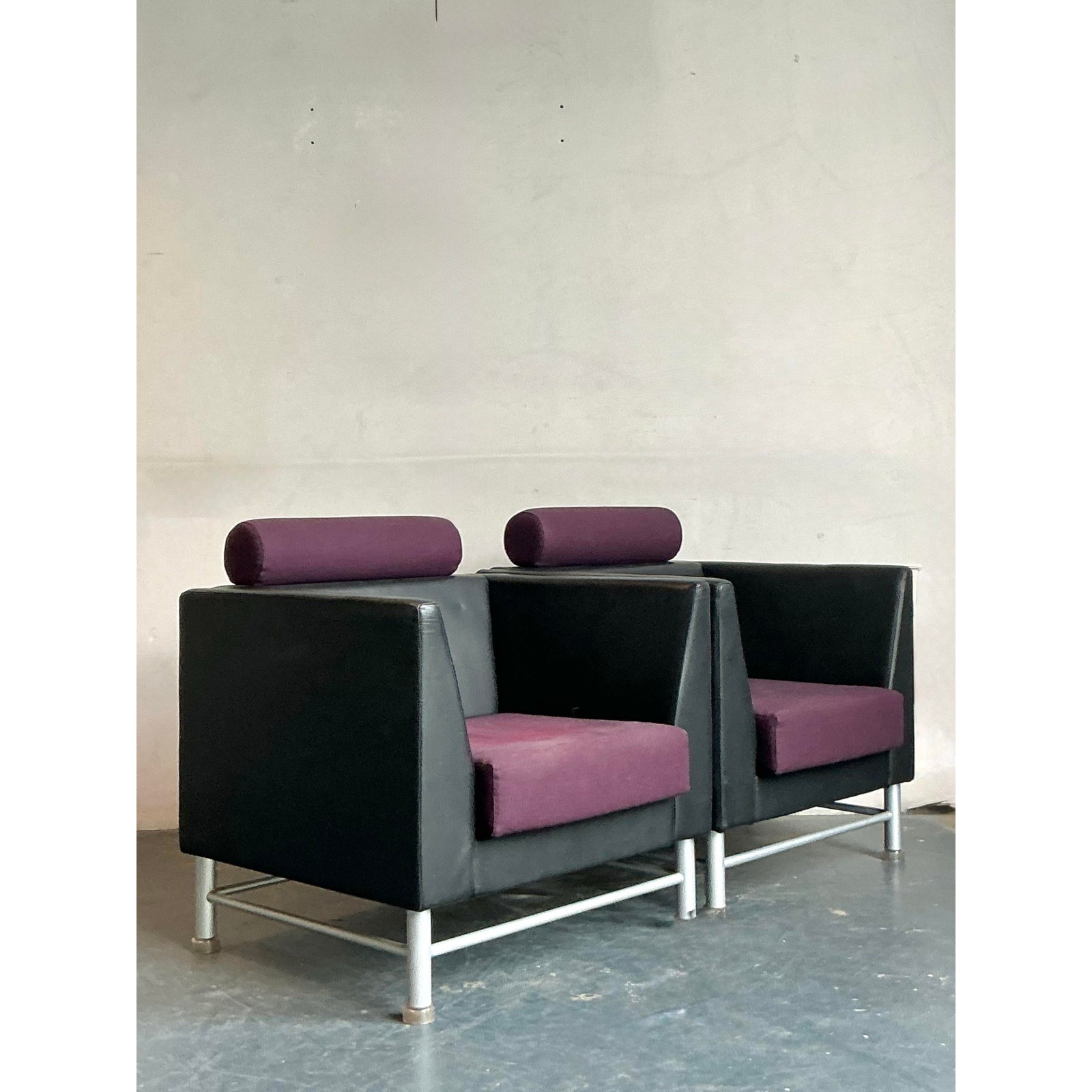 Vintage Boho Ettore Sottsass for Knoll Lounge Chairs - A Pair - Side view