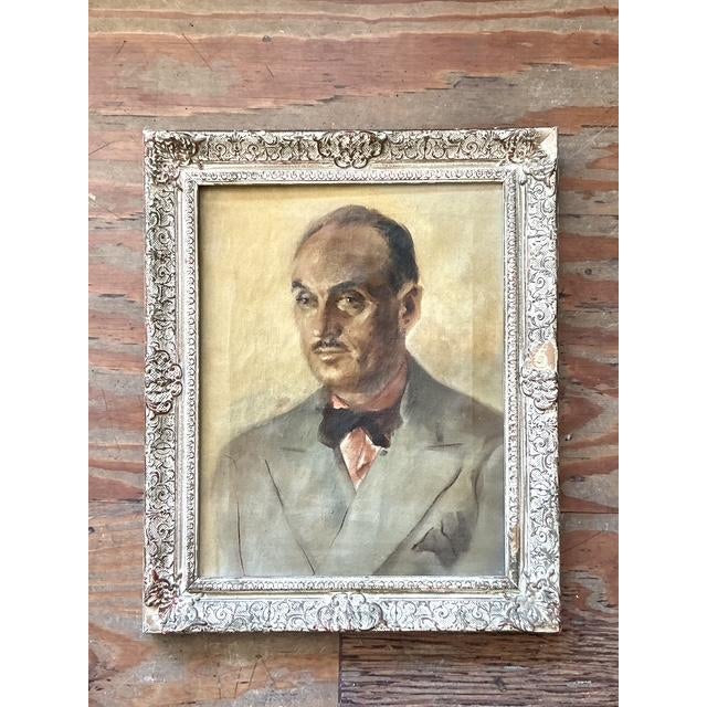 Vintage Boho Original Oil Portrait on Canvas - Detail view
