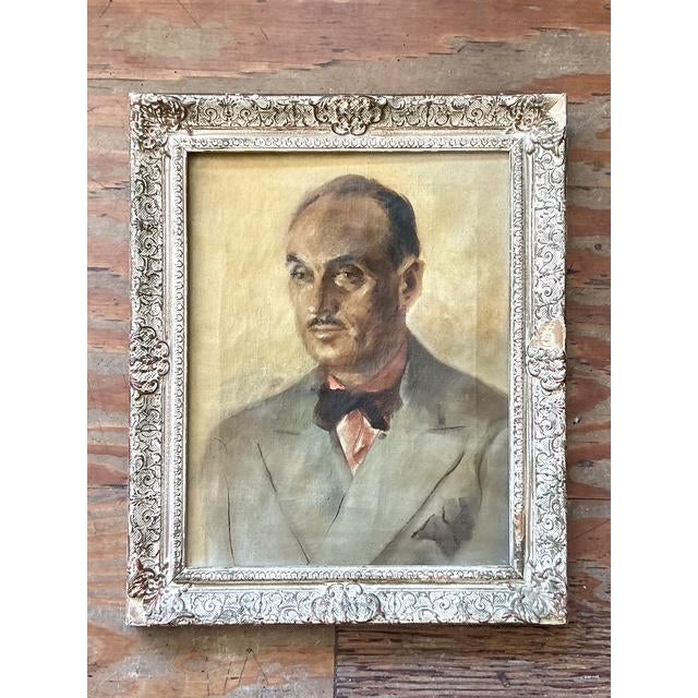 Vintage Boho Original Oil Portrait on Canvas - Back view