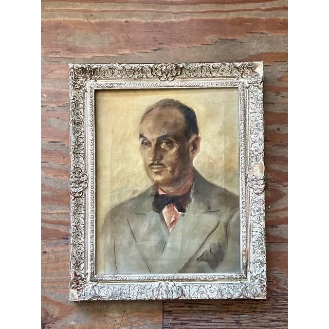 Vintage Boho Original Oil Portrait on Canvas - Top view