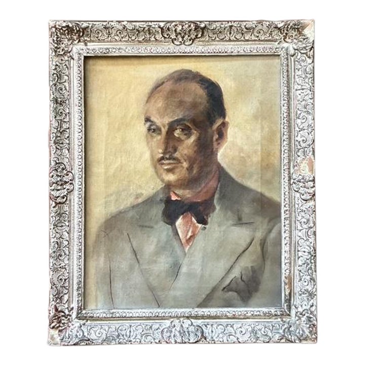 Vintage Boho Original Oil Portrait on Canvas