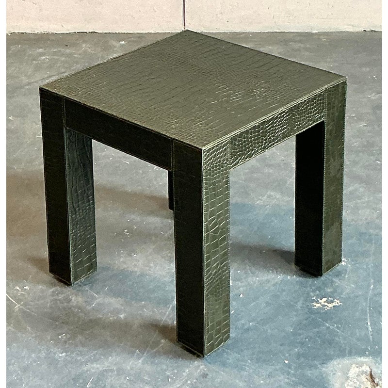 Vintage Boho Embossed Alligator Occasional Table - Side view