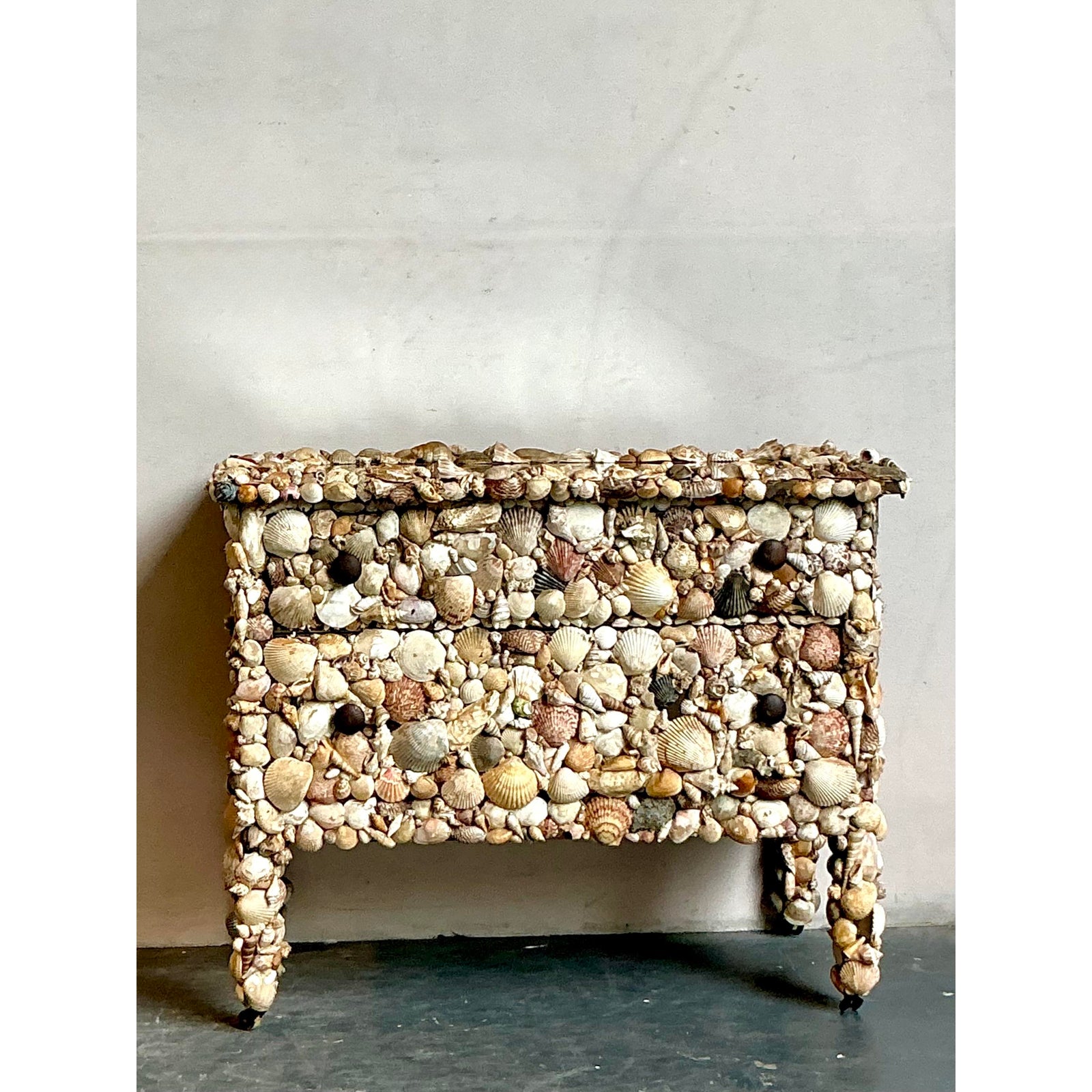 Vintage Coastal Shell Encrusted Chest of Drawers - Top view