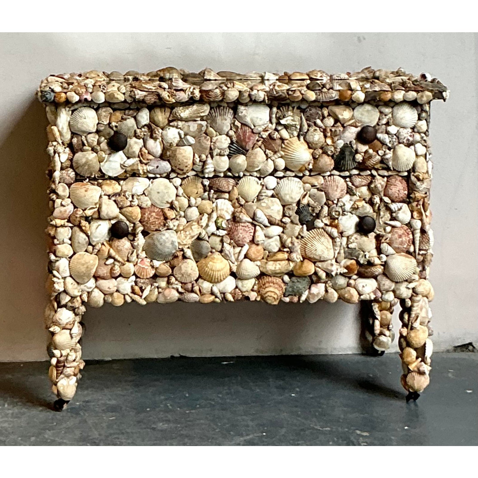 Vintage Coastal Shell Encrusted Chest of Drawers - Back view