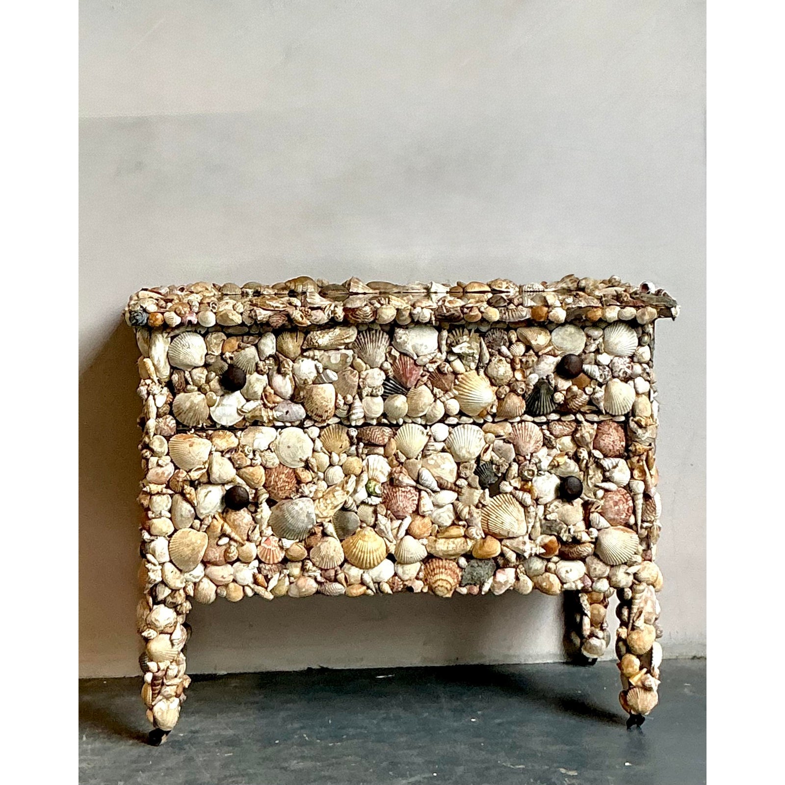 Vintage Coastal Shell Encrusted Chest of Drawers - Side view