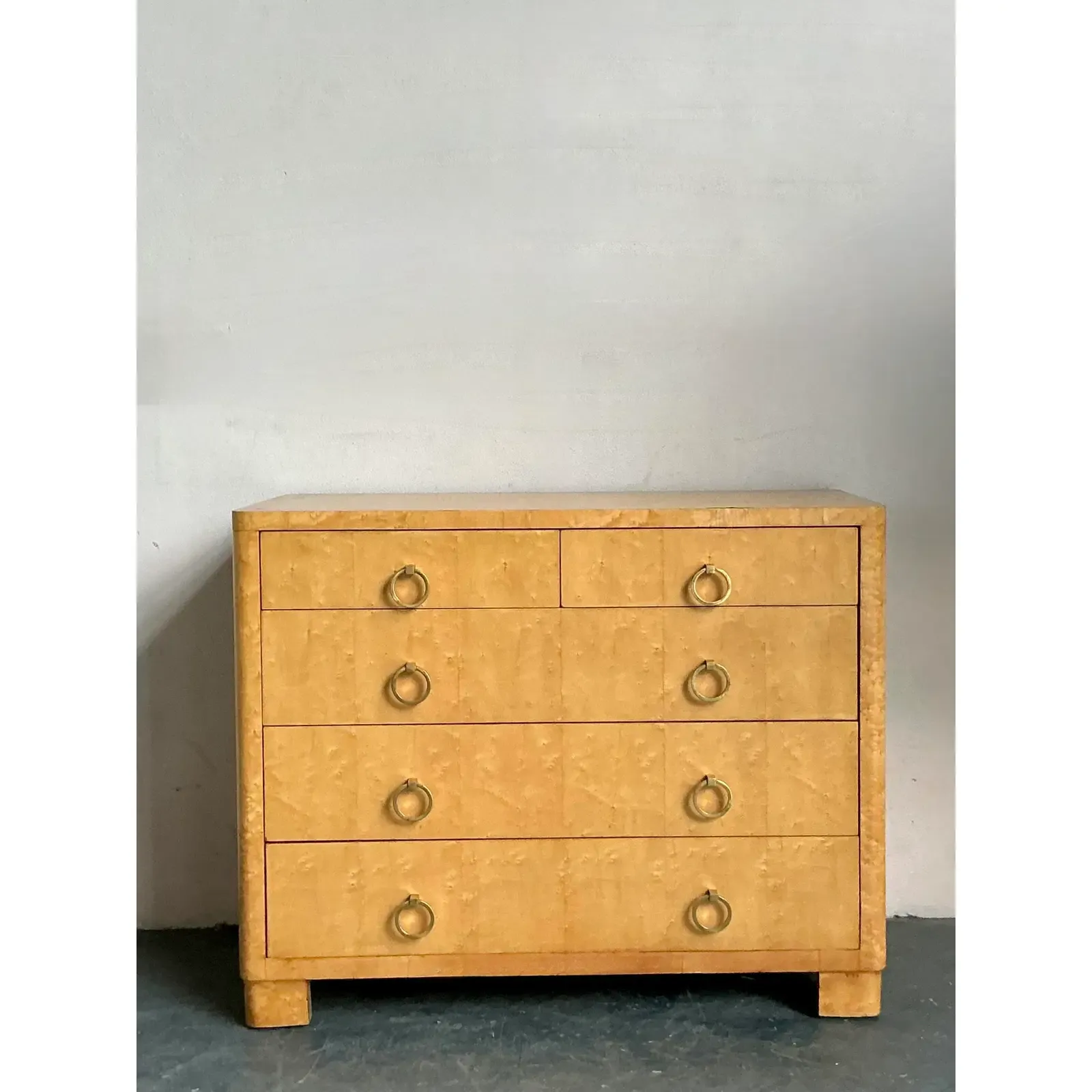 Vintage Boho Burl Wood Chest of Drawers - Top view