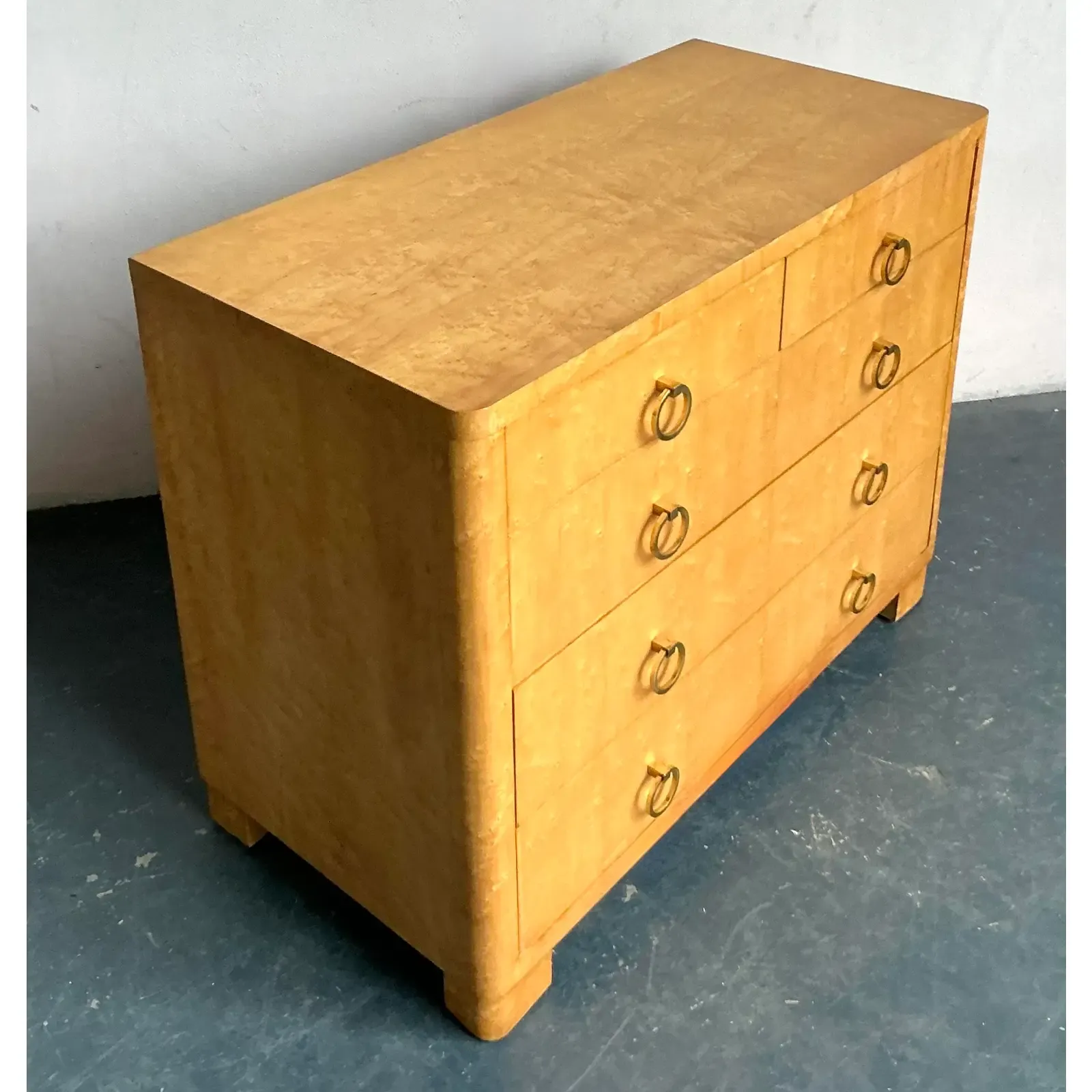 Vintage Boho Burl Wood Chest of Drawers - Side view