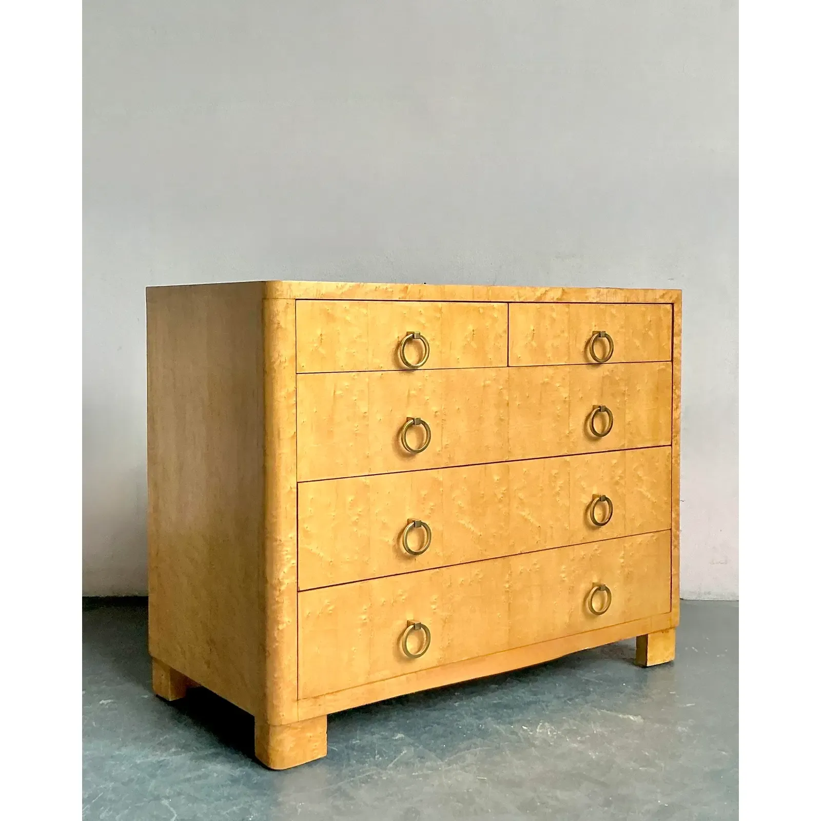 Vintage Boho Burl Wood Chest of Drawers - Back view