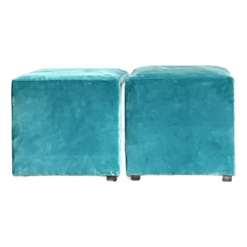 Vintage Boho Oomph Velvet Pouffe - A Pair