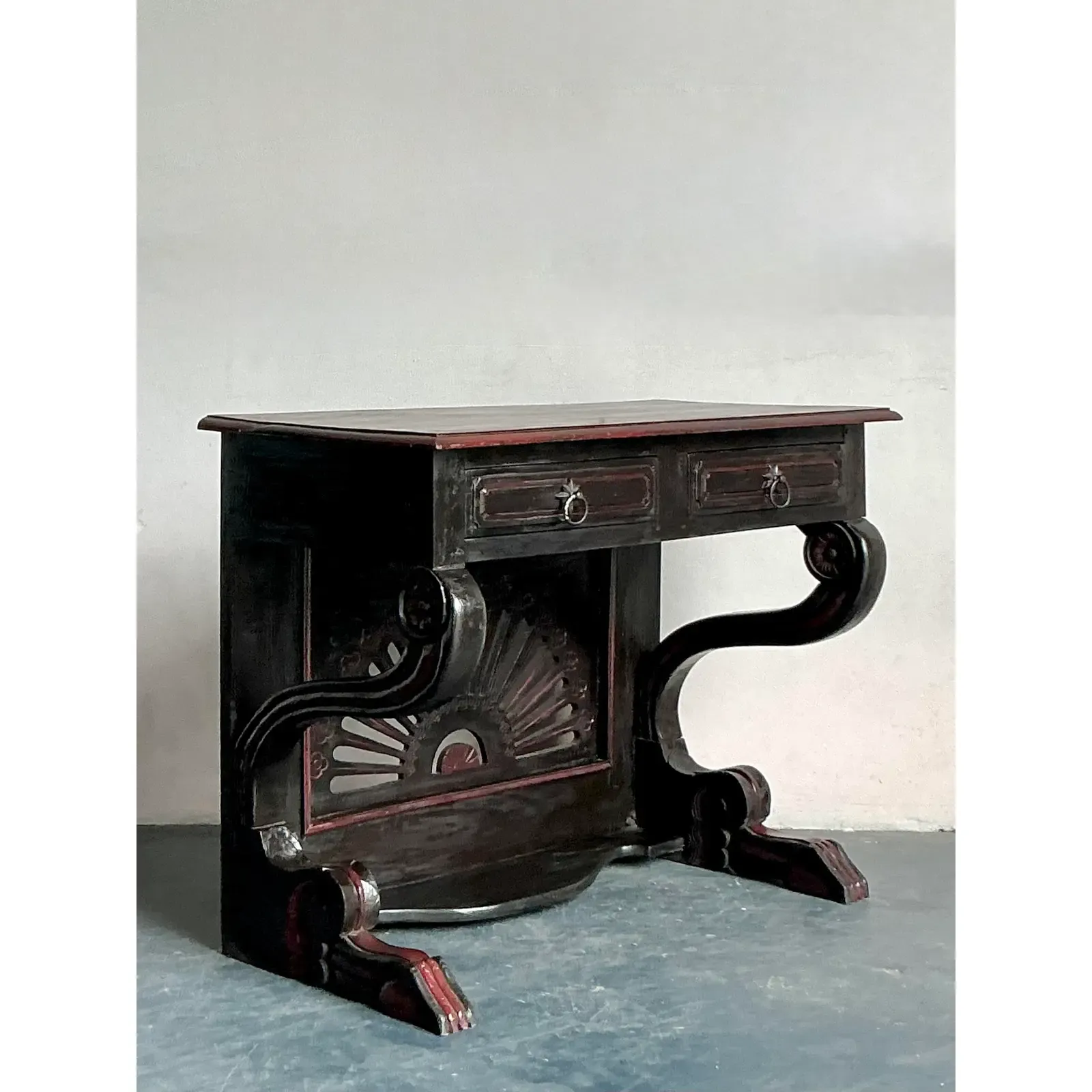 Vintage Boho Reclaimed Wood Console Table - Detail view