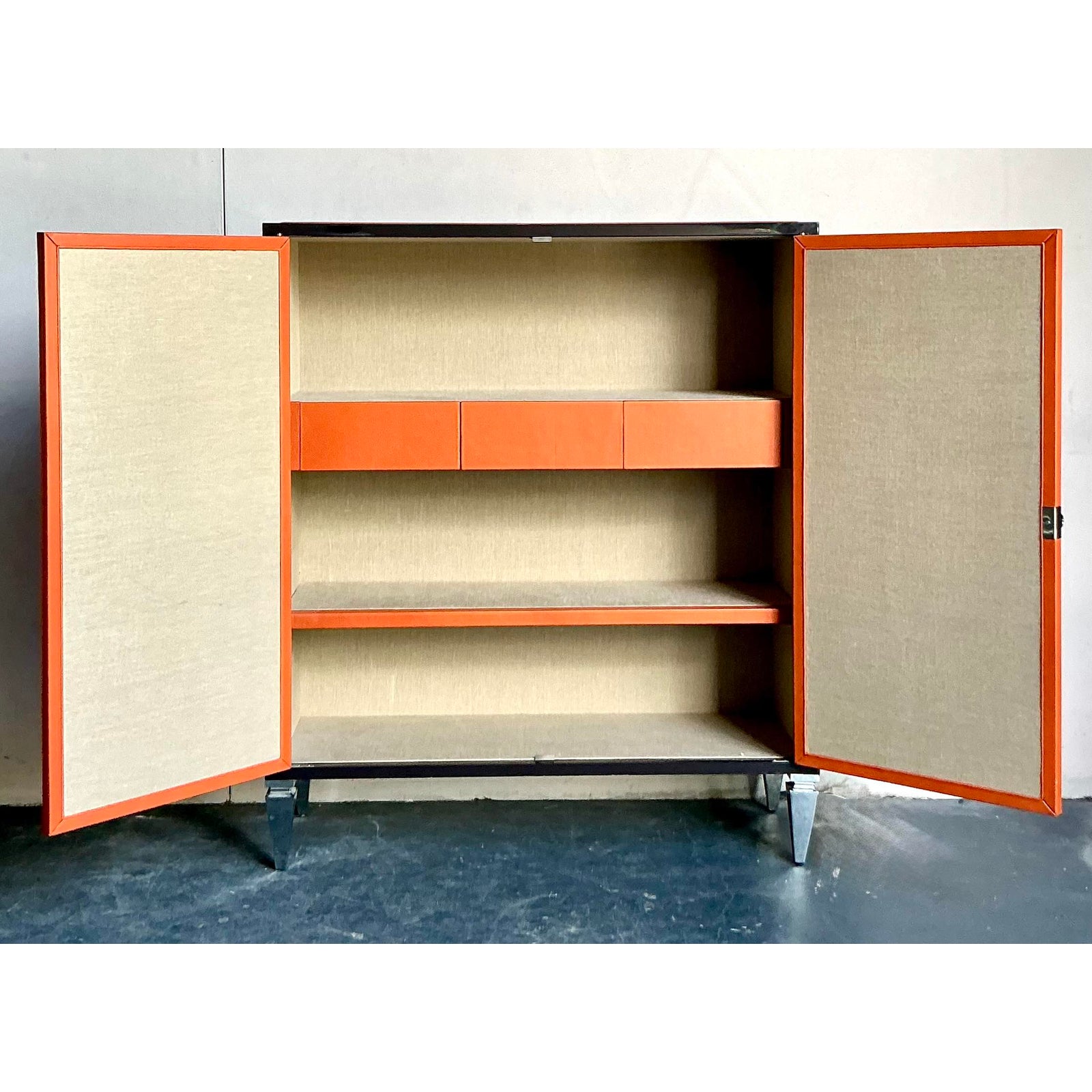 Vintage Boho Elitis Harlequin Leather Cabinet - Top view