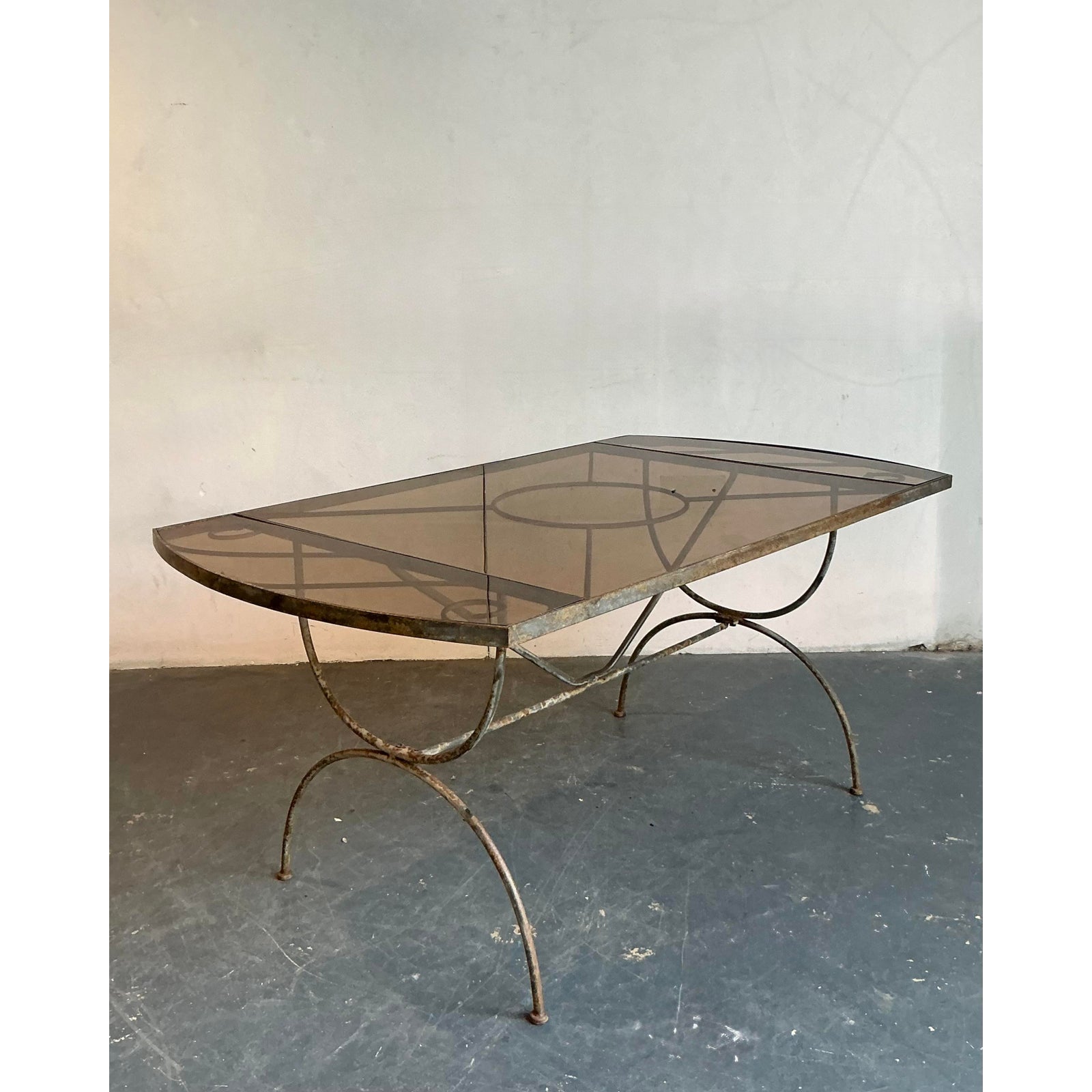 Vintage Boho Wrought Iron Dining Table After Tempestini - Detail view