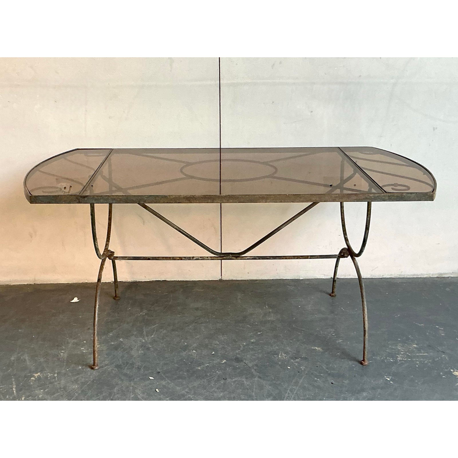 Vintage Boho Wrought Iron Dining Table After Tempestini - Back view