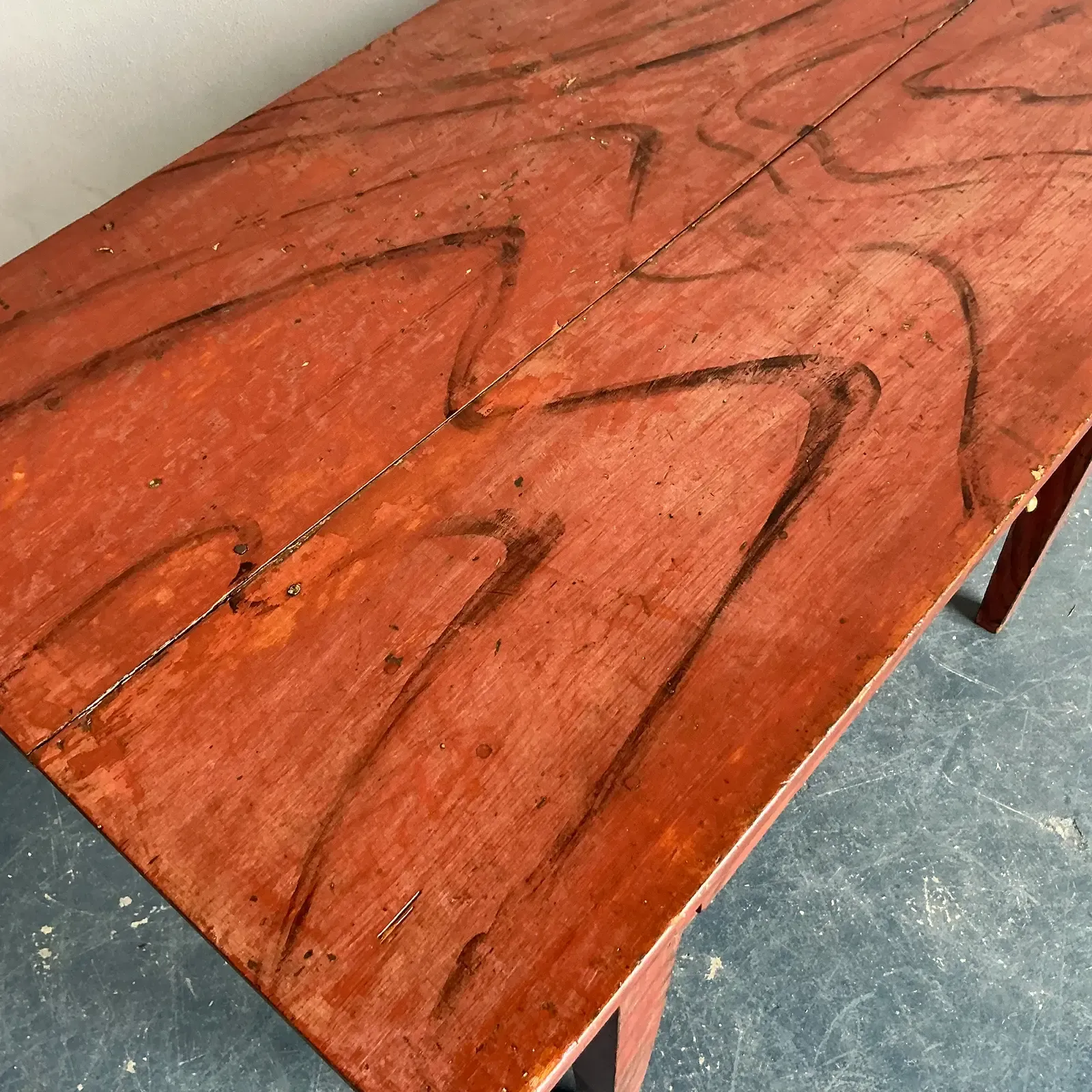Vintage Boho Reclaimed Wood Console Table - Top view