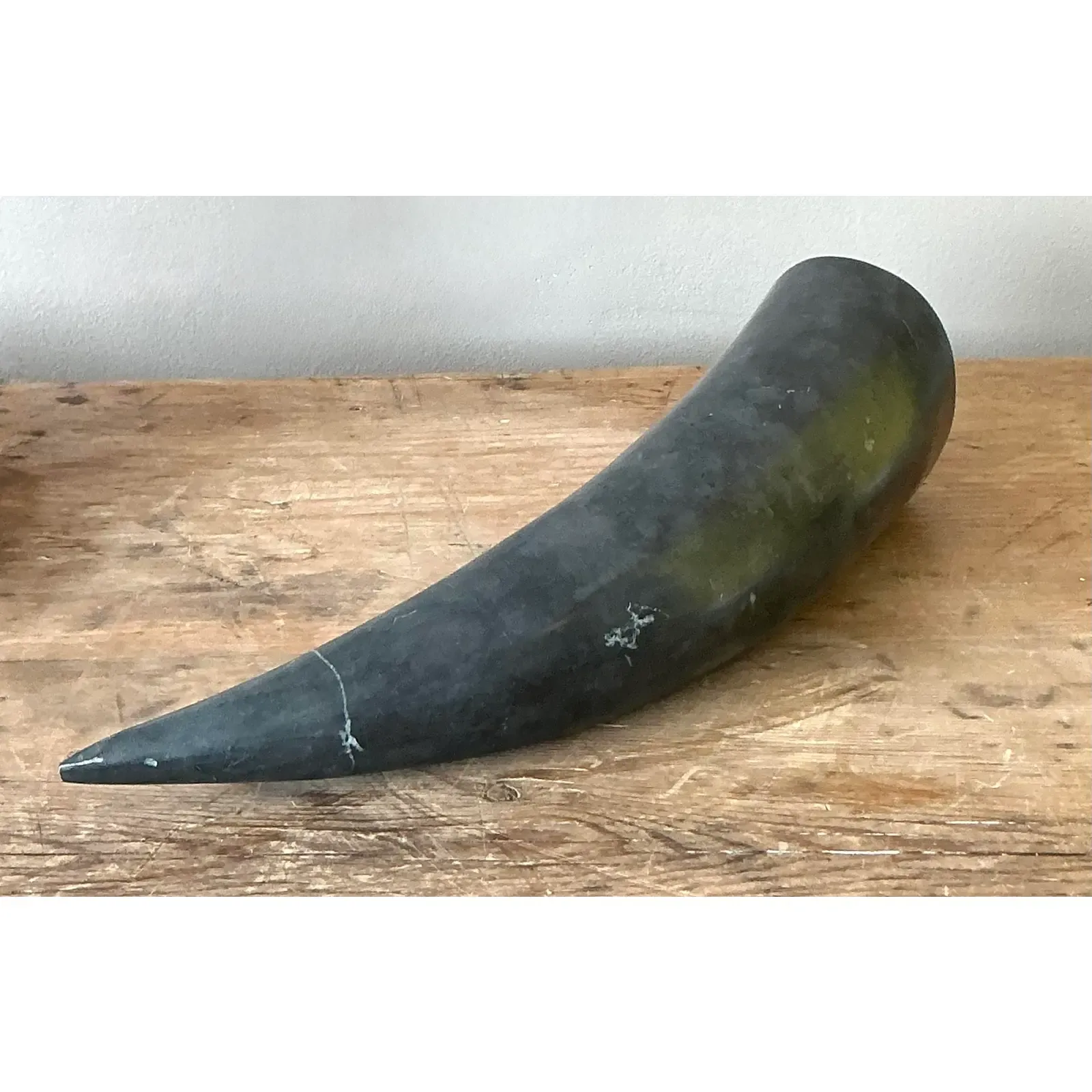 Vintage Boho Polished Stone Tusk - Side view