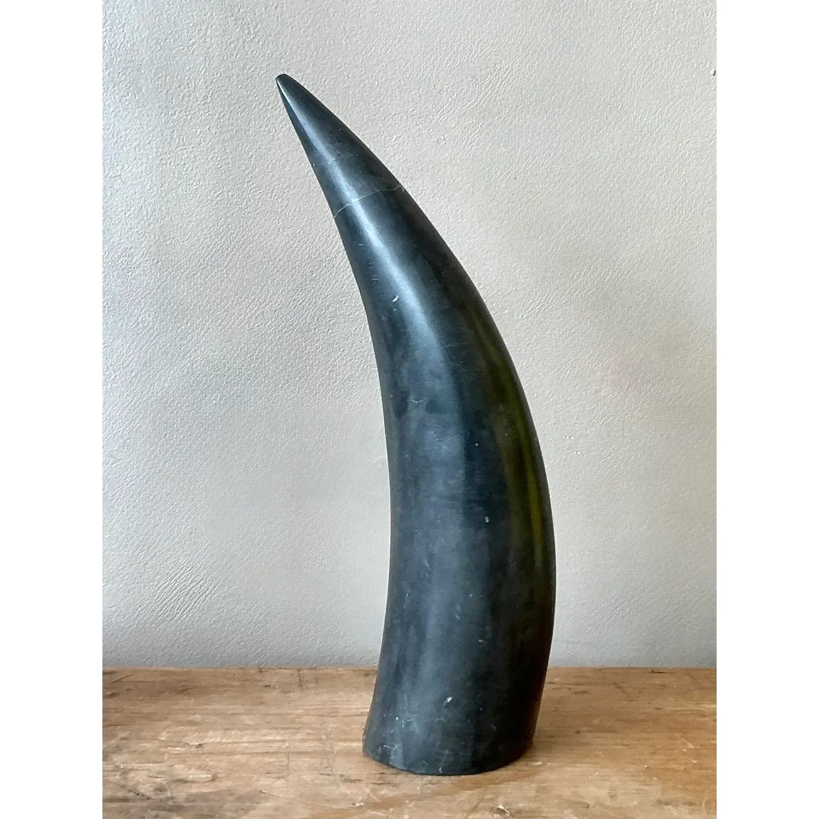 Vintage Boho Polished Stone Tusk - Back view