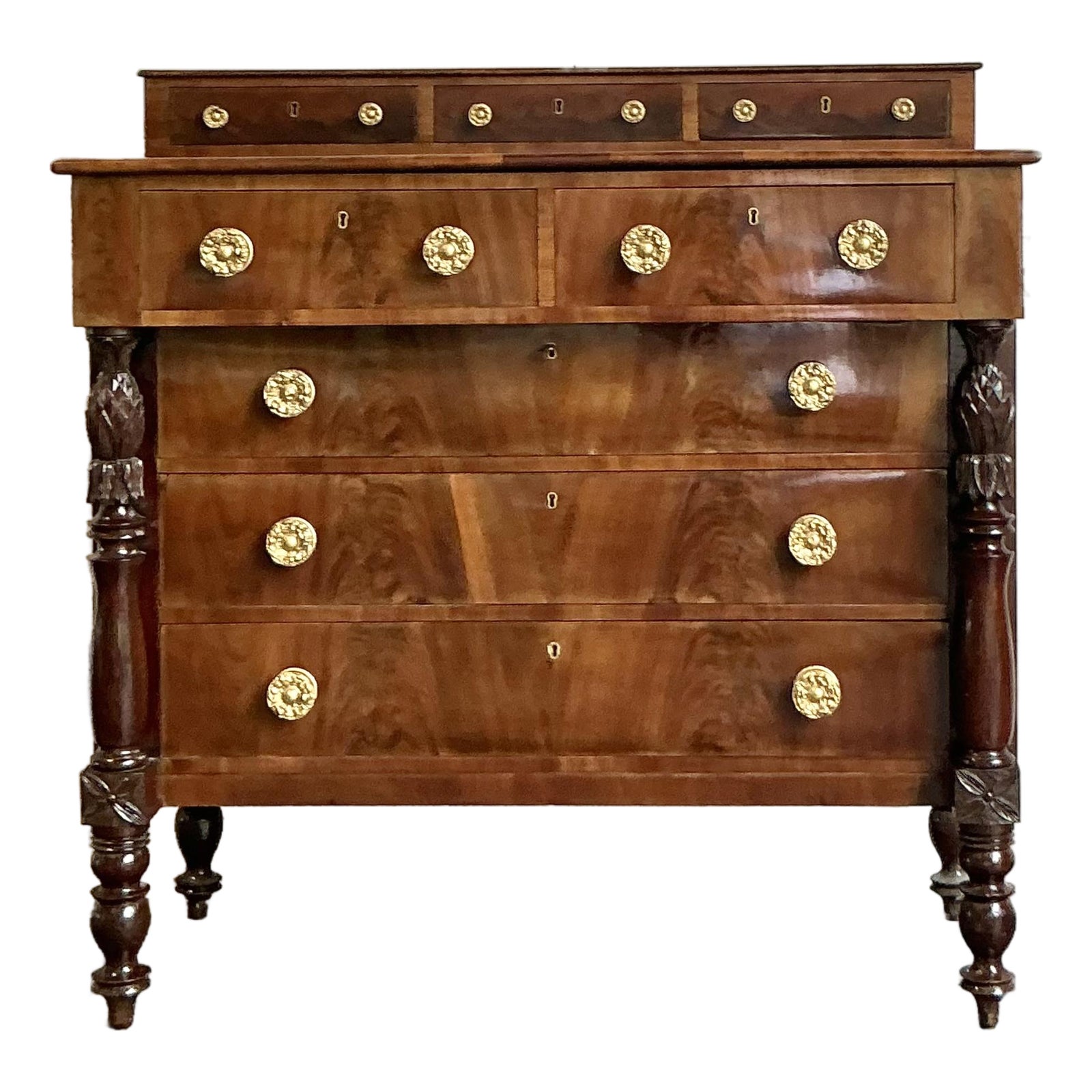 Vintage Federal Flame Mahogany Chest of Drawers
