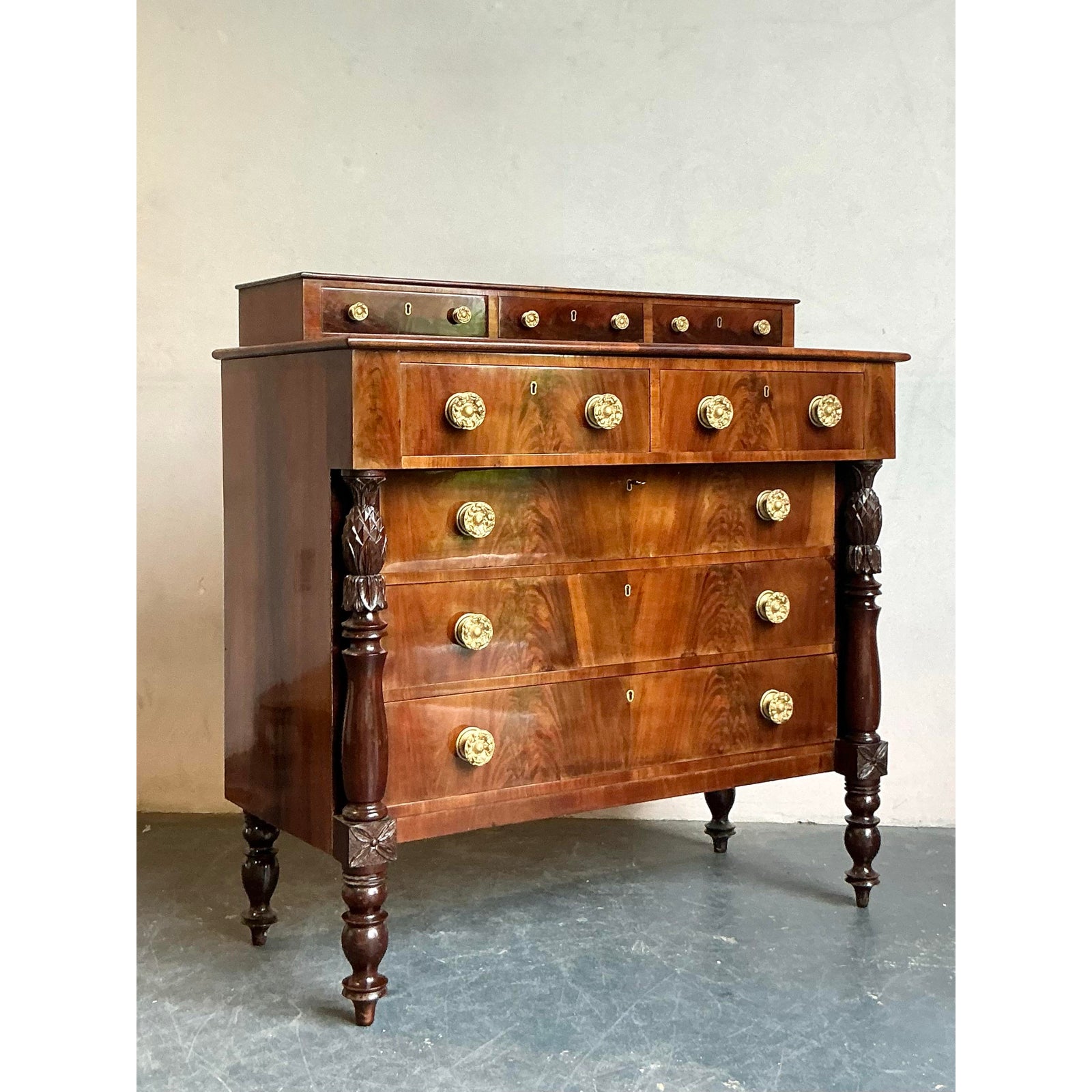 Vintage Federal Flame Mahogany Chest of Drawers - Back view