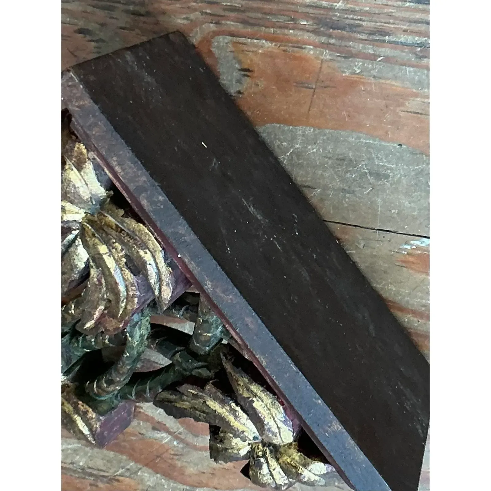 Vintage Regency Gilt Tipped Palm Tree Brackets - A Pair - Back view
