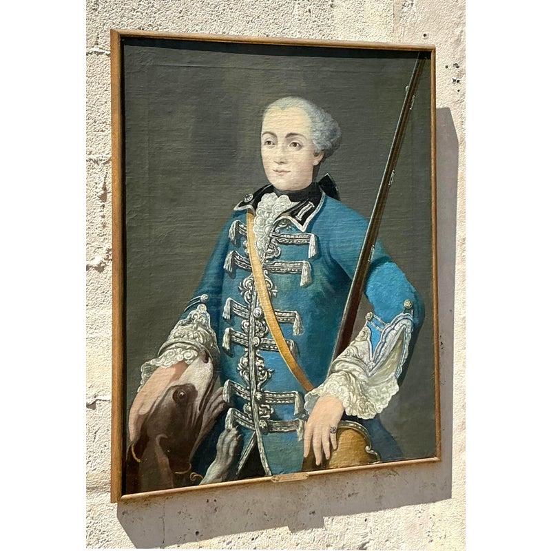 Vintage Boho 18th Century French School Portrait of a Gentleman - Top view