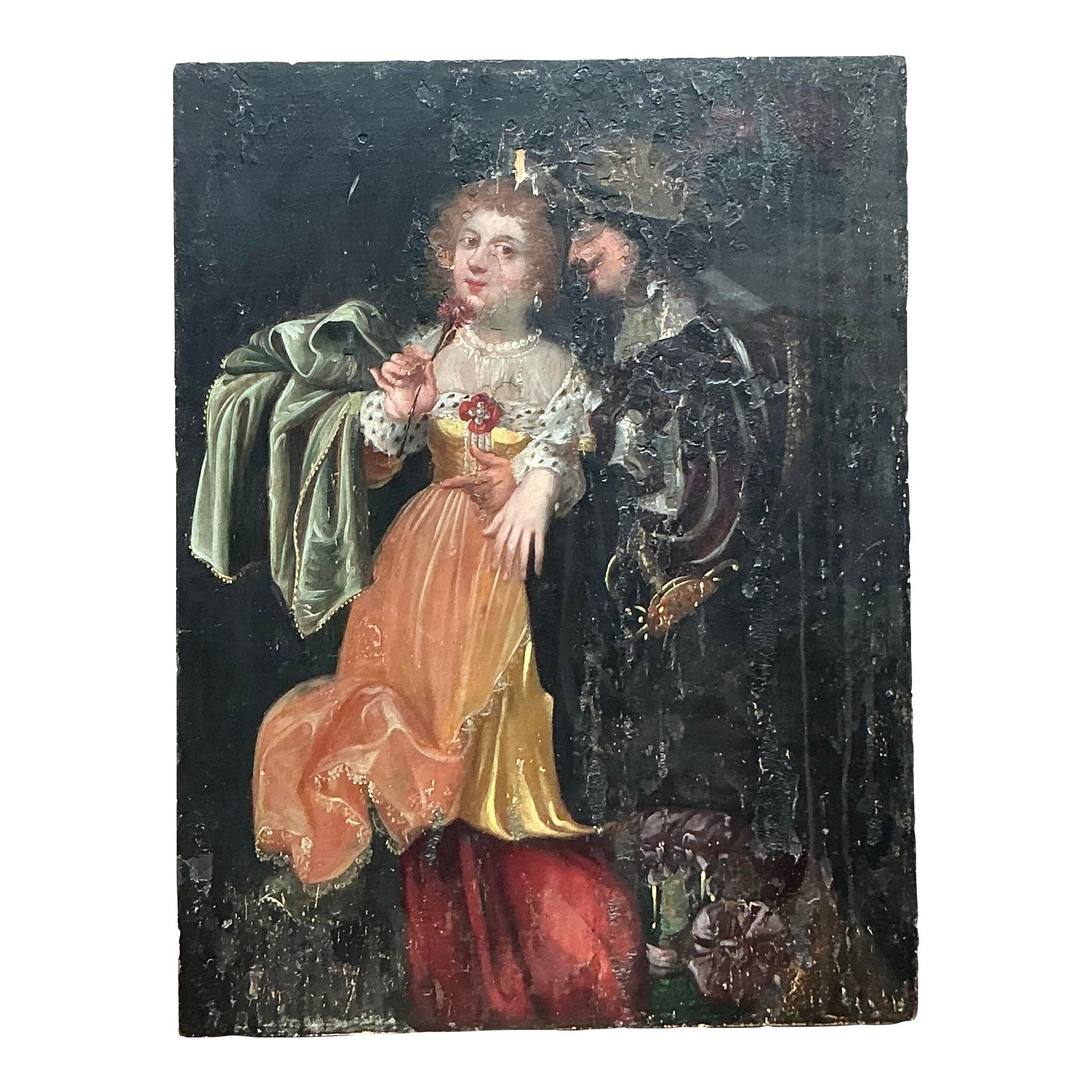 Vintage Boho 19th Century Figural on Board