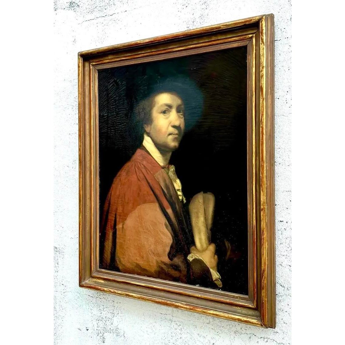 Vintage Regency 19th Century Oil Portrait of Man - Top view