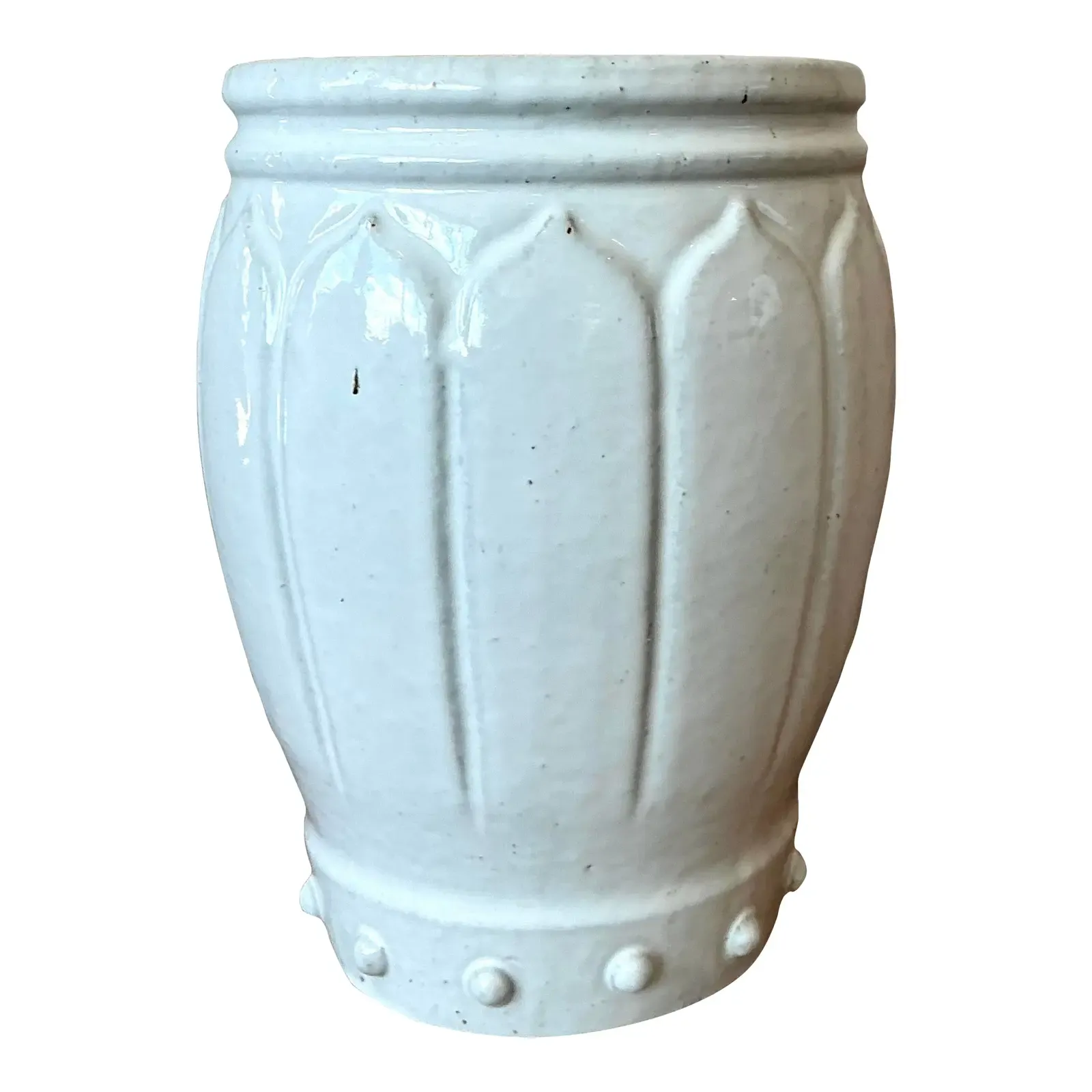 Vintage Regency Glazed Ceramic Low Stool