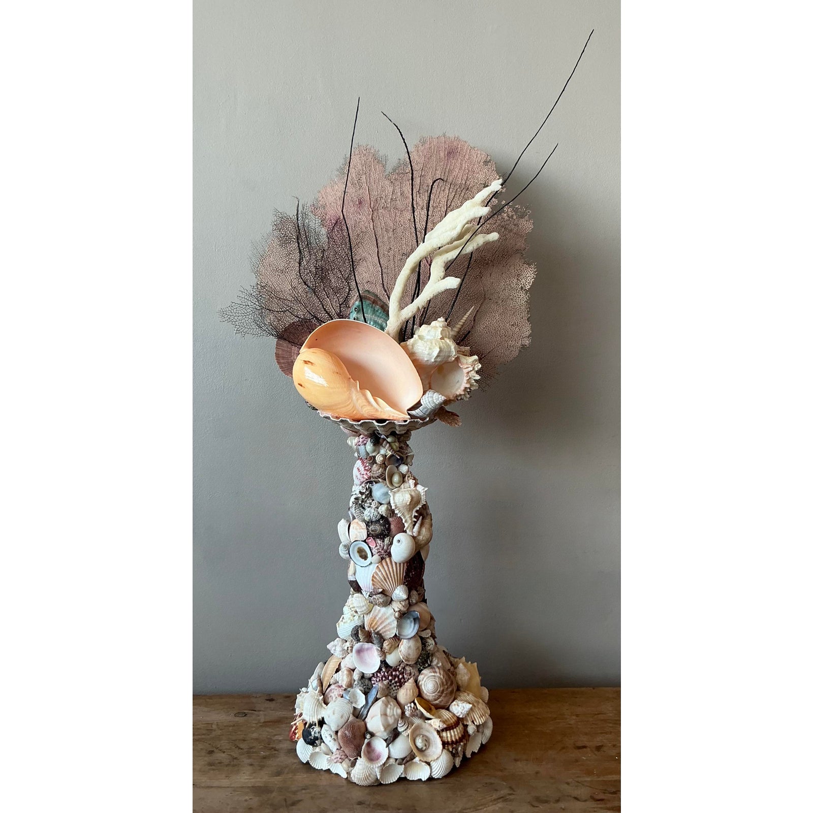 Vintage Coastal Shell Totem - Detail view