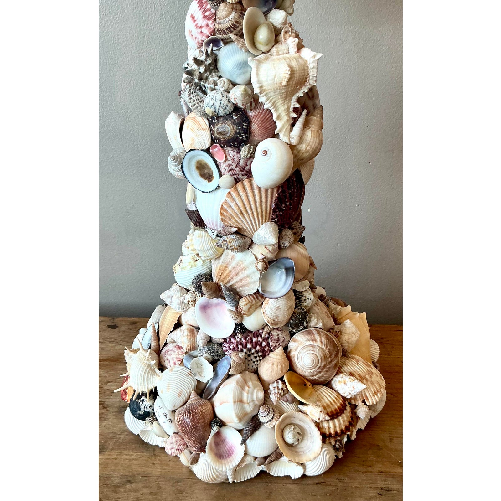 Vintage Coastal Shell Totem - Side view