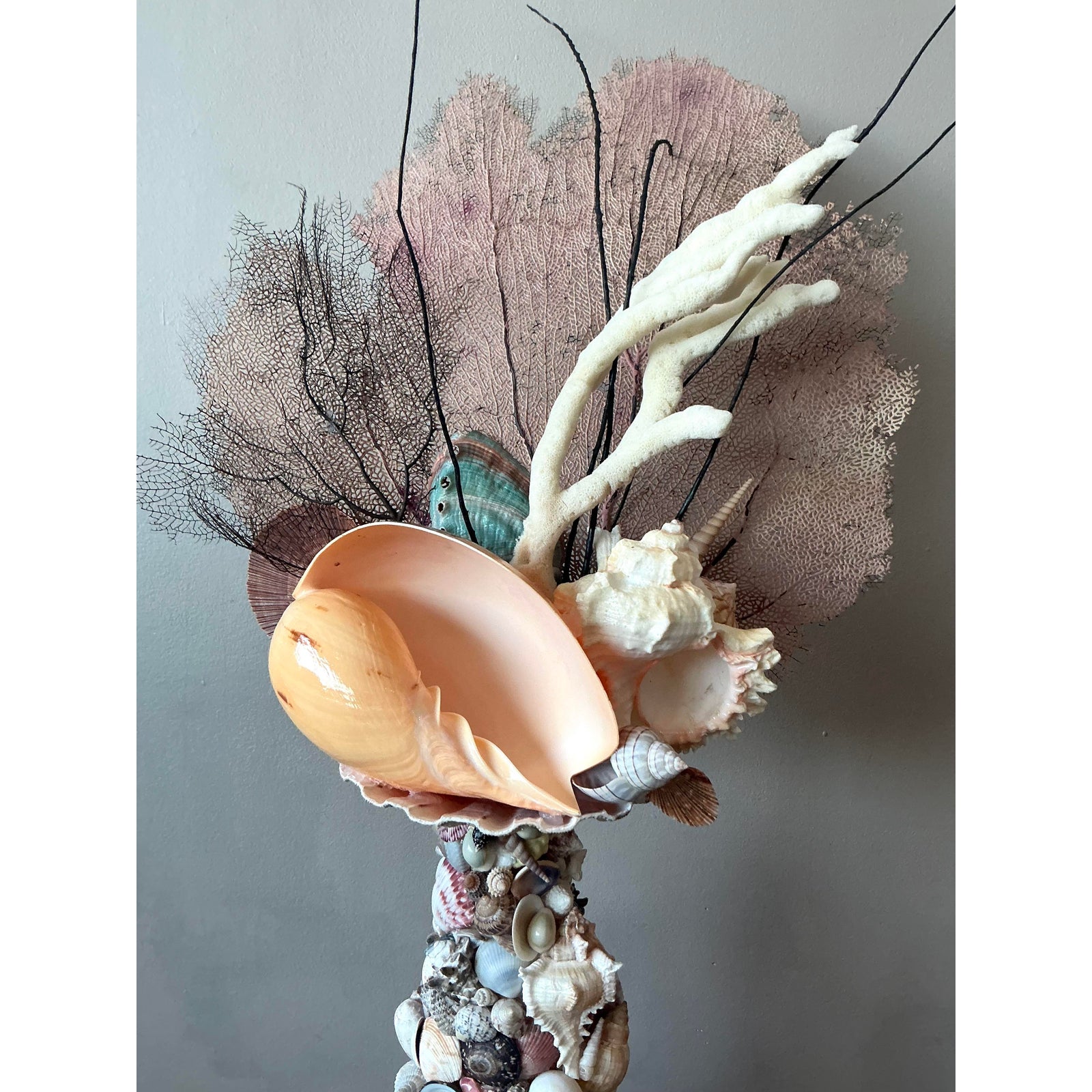 Vintage Coastal Shell Totem - Back view