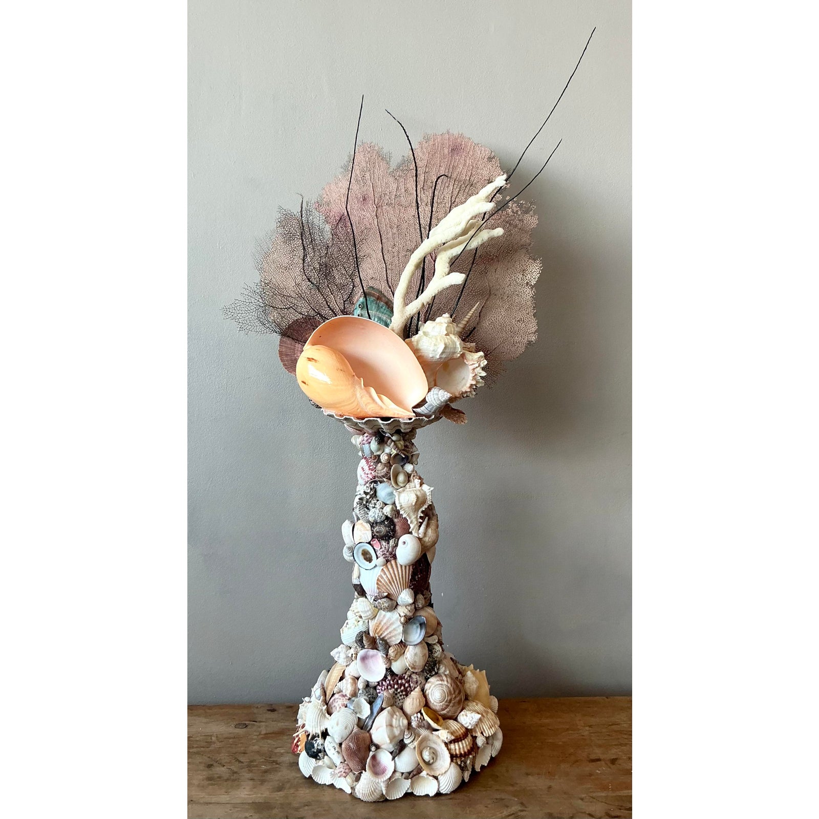 Vintage Coastal Shell Totem - Top view