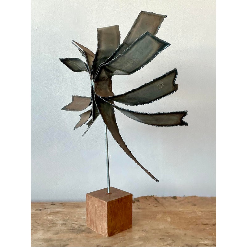 Vintage Boho Torch Cut Metal Bands Sculpture - Detail view