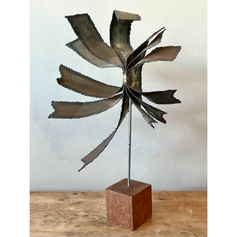 Vintage Boho Torch Cut Metal Bands Sculpture - Back view