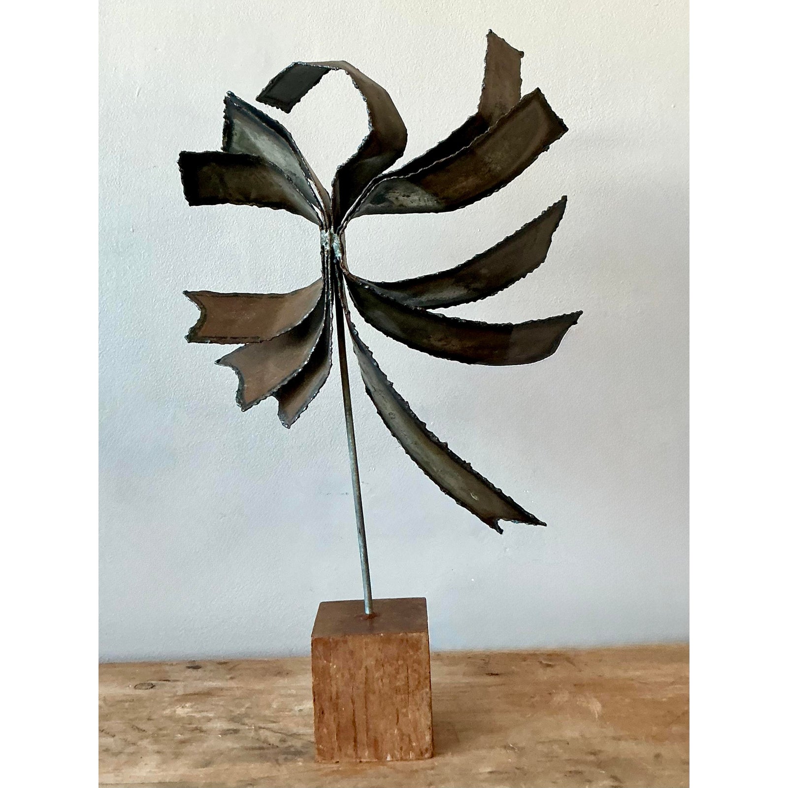 Vintage Boho Torch Cut Metal Bands Sculpture - Top view