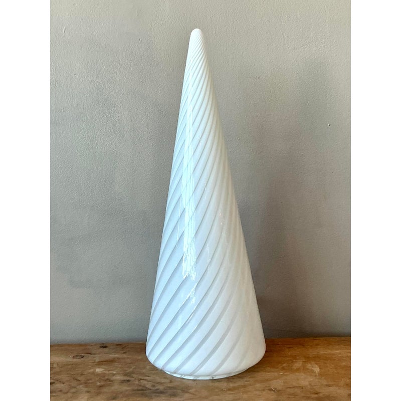 Vintage Italian Vetri Glass Swirl Cone Lamp - Side view